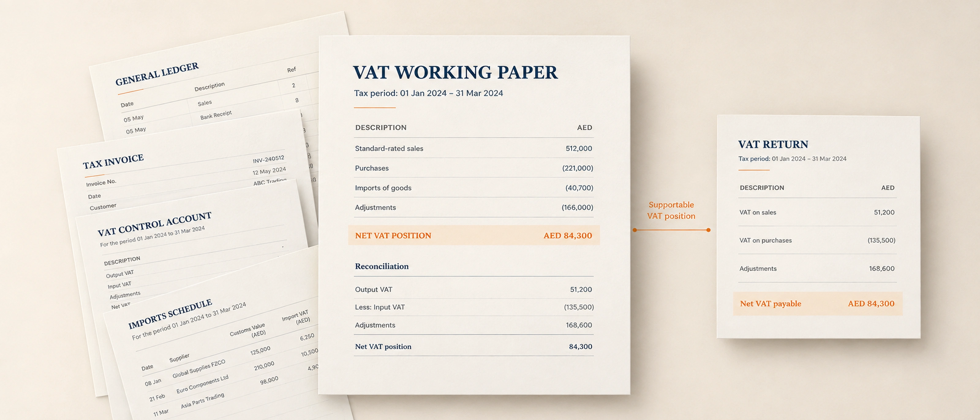 VAT return working papers and reconciliation schedule